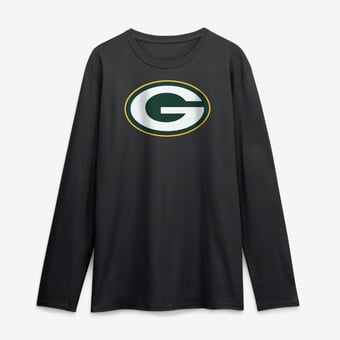 Men's Logo Athletic Black Green Bay Packers Primary Logo Long Sleeve T-Shirt
