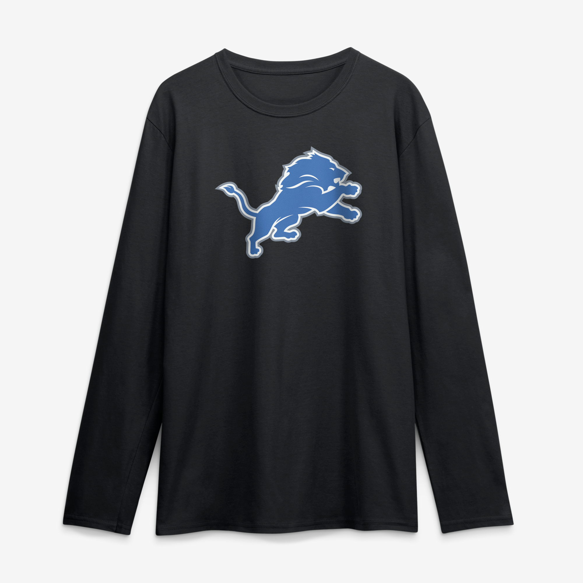 Men's Logo Athletic Black Detroit Lions Primary Logo Long Sleeve T-Shirt