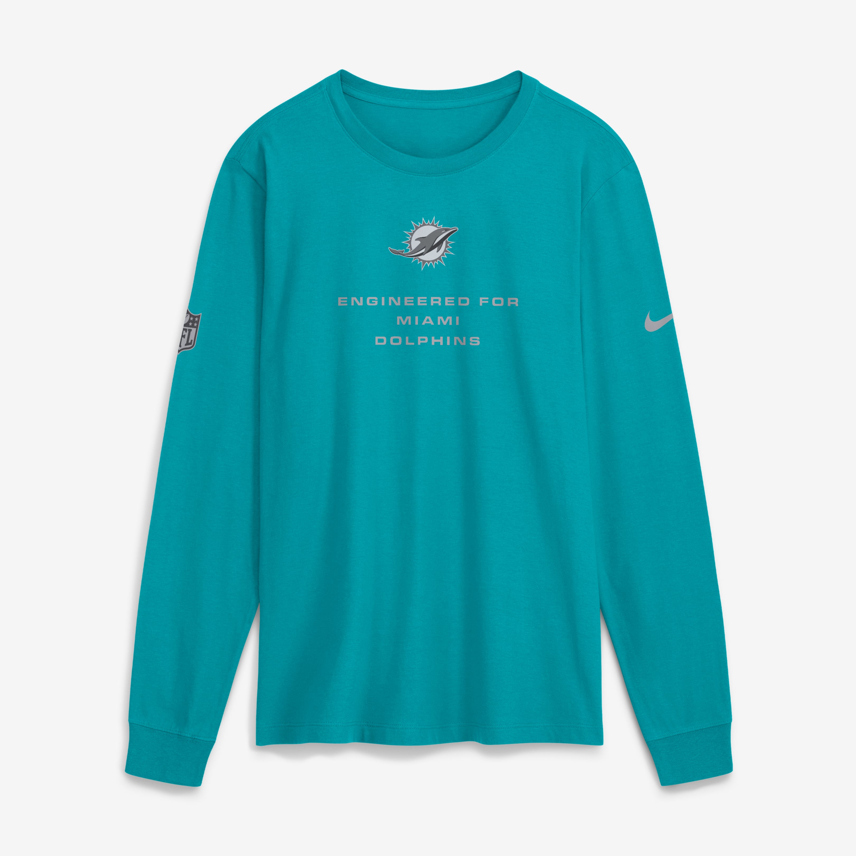 Men's Nike Aqua Miami Dolphins Sideline Bold Arch Star Dri-FIT Long Sleeve T-Shirt