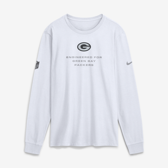 Men's Nike White Green Bay Packers Sideline Bold Arch Star Dri-FIT Long Sleeve T-Shirt
