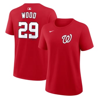 Women's Nike James Wood Red Washington Nationals Name & Number T-Shirt
