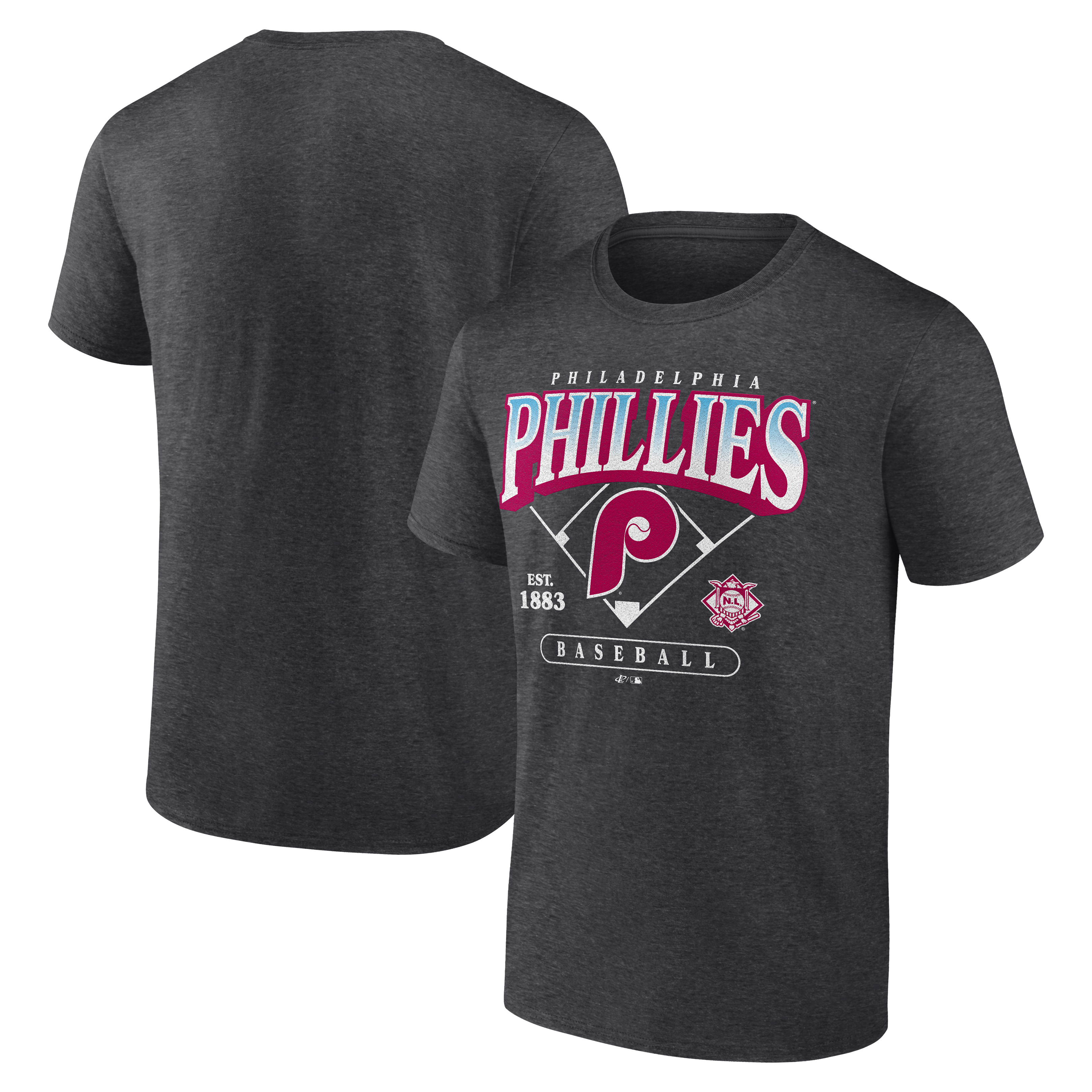 Men's Logo Athletic  Charcoal Philadelphia Phillies Diamond Logo T-Shirt