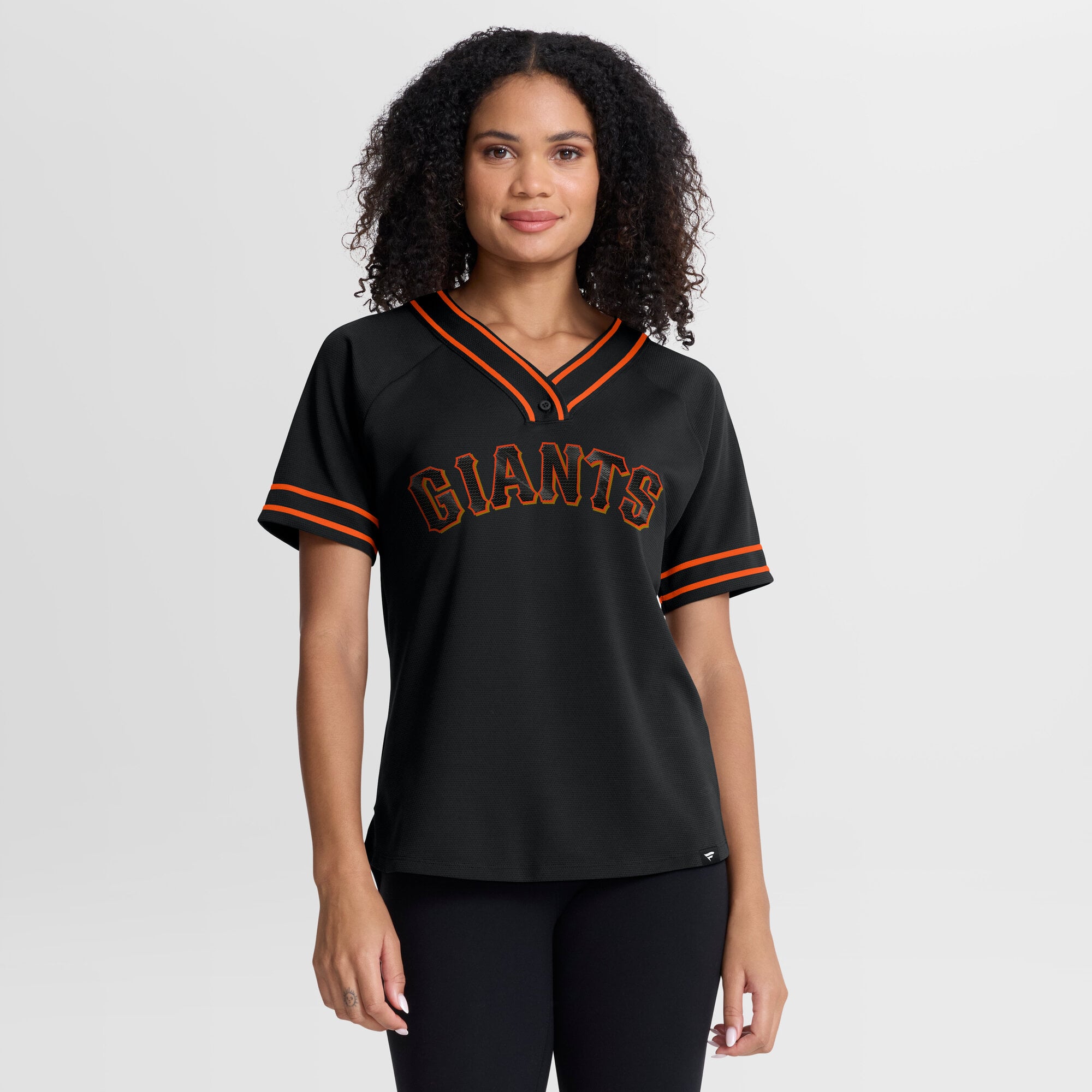 Women's Fanatics Black San Francisco Giants Diva Race Ahead Raglan V-Neck T-Shirt