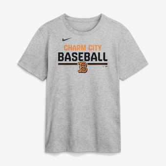 Men's Nike Heather Gray Baltimore Orioles 2026 City Connect Stacked Team Phrase T-Shirt