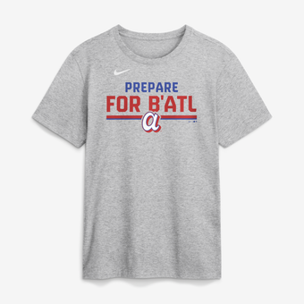 Men's Nike  Heather Gray Atlanta Braves 2026 City Connect Stacked Team Phrase T-Shirt