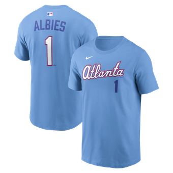 Men's Nike Ozzie Albies Light Blue Atlanta Braves 2026 City Connect Name & Number T-Shirt
