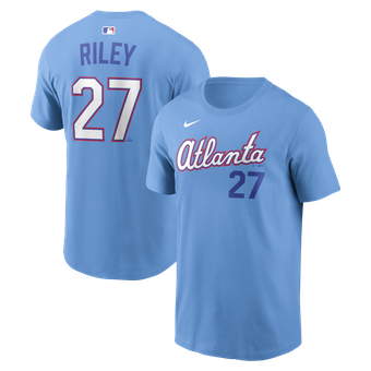 Men's Nike Austin Riley Light Blue Atlanta Braves 2026 City Connect Name & Number T-Shirt