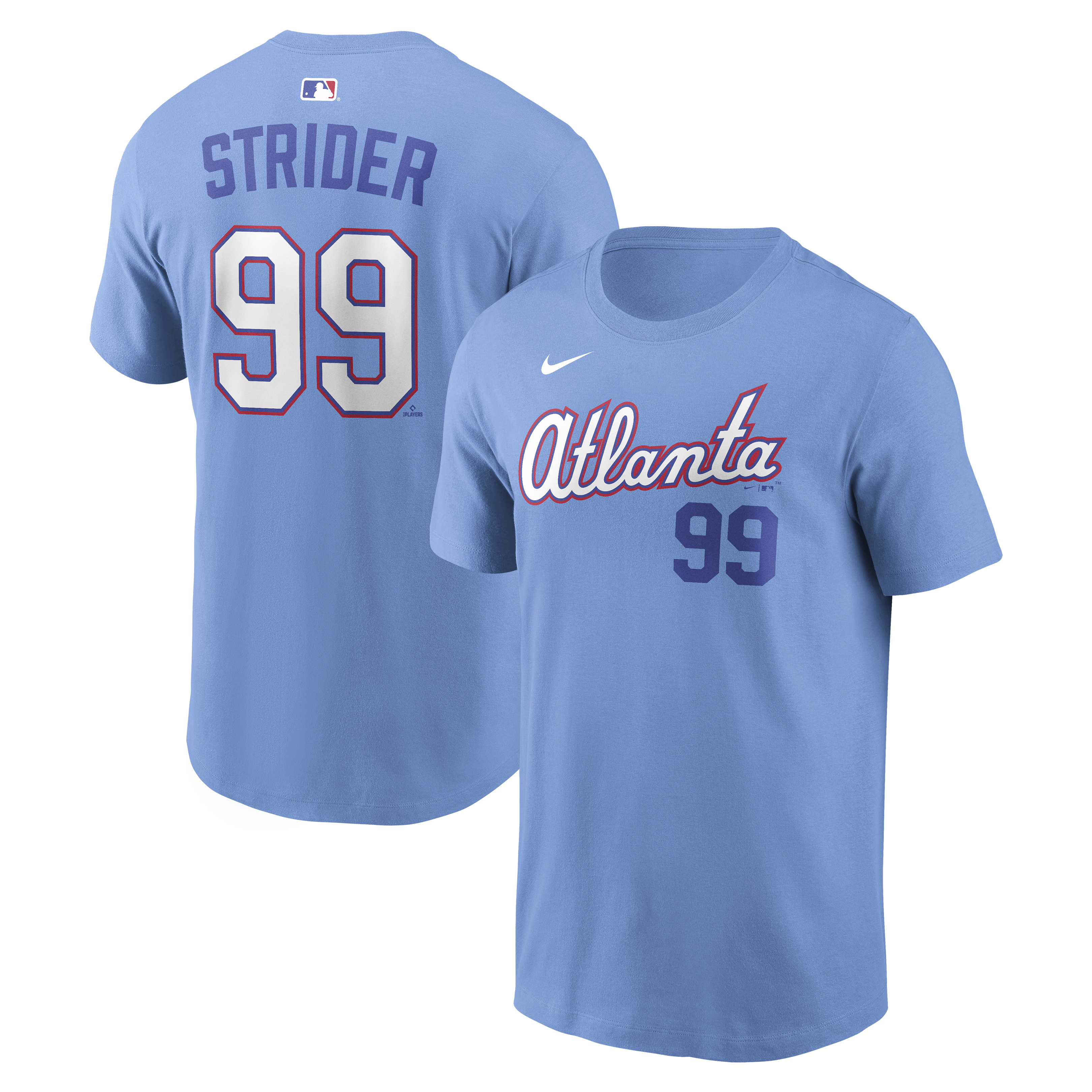 Men's Nike Spencer Strider Light Blue Atlanta Braves 2026 City Connect Name & Number T-Shirt
