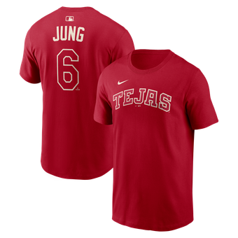 Men's Nike Josh Jung Red Texas Rangers 2026 City Connect Name & Number T-Shirt
