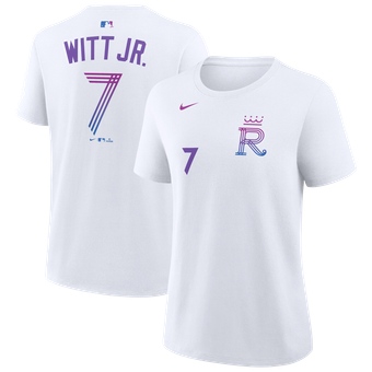 Women's Nike Bobby Witt Jr. White Kansas City Royals 2026 City Connect Name & Number T-Shirt