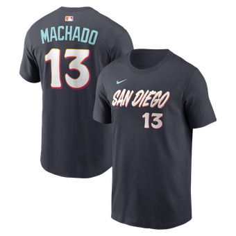 Men's Nike Manny Machado Obsidian San Diego Padres 2026 City Connect Name & Number T-Shirt