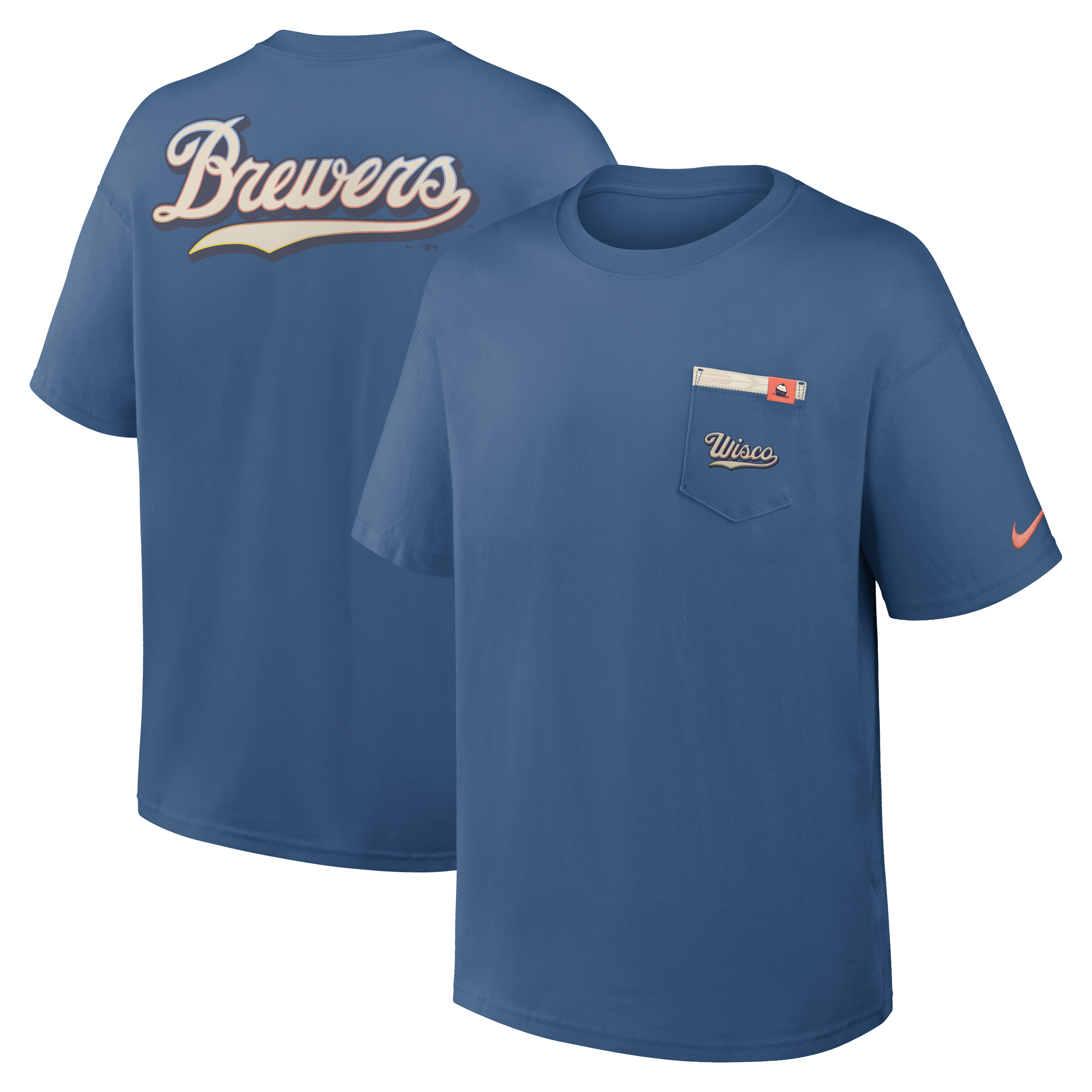Men's Nike Blue Milwaukee Brewers City Connect Max90 Pocket T-Shirt