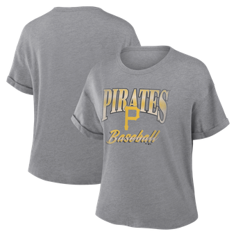 Women's Fanatics Heather Gray Pittsburgh Pirates Cooperstown Tribute Tri-Blend Boxy T-Shirt