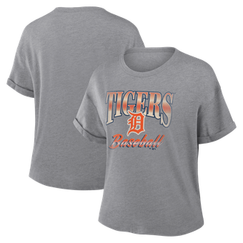 Women's Fanatics Heather Gray Detroit Tigers Cooperstown Tribute Tri-Blend Boxy T-Shirt