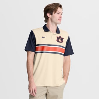 Men's Nike Natural/Navy Auburn Tigers Vapor Primary Logo Dri-FIT Polo