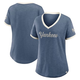 Women's Fanatics Navy New York Yankees Relaxed Fit Vintage Play? Slub V-Neck Fashion Top
