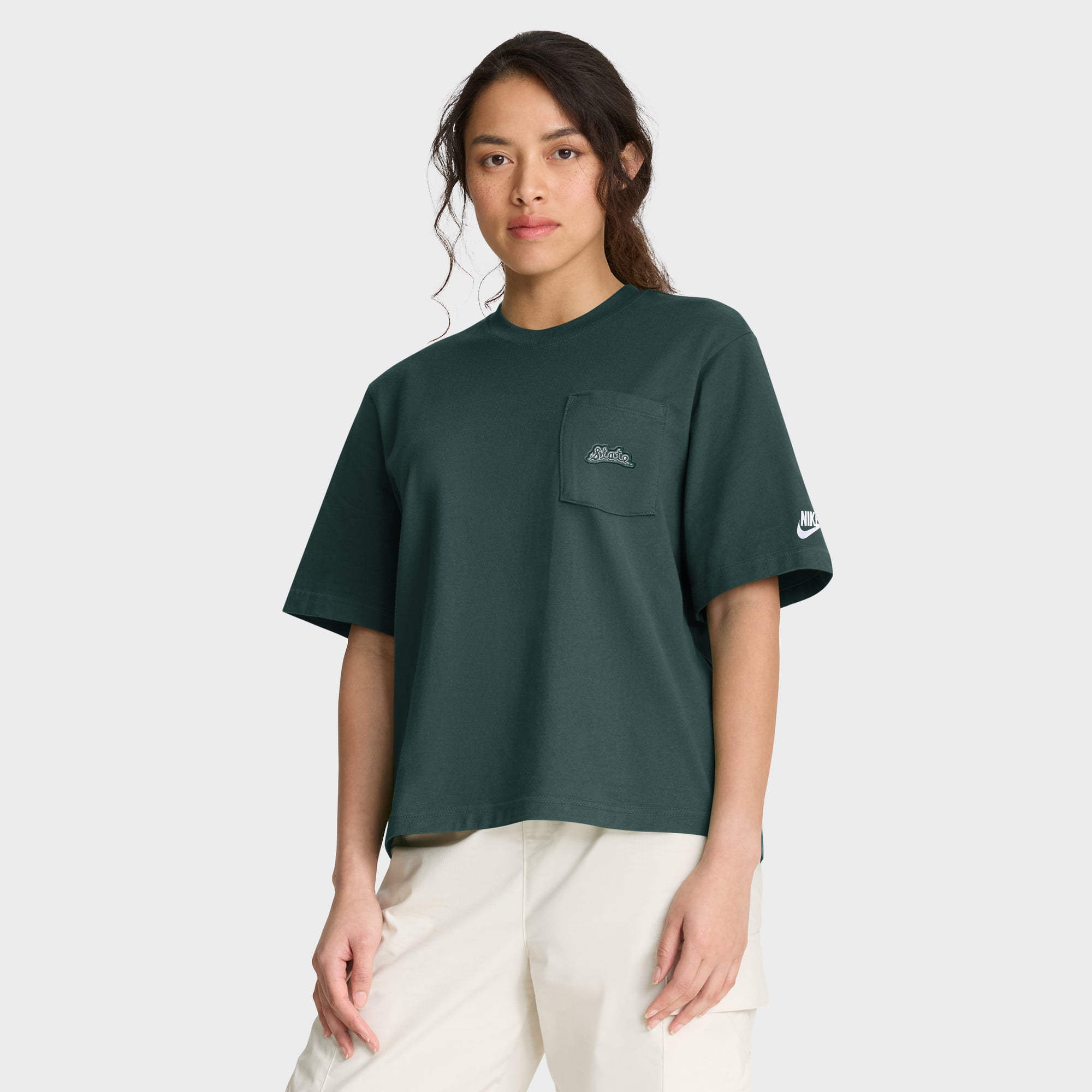 Women's Nike  Green Michigan State Spartans Legacy Pocket Boxy T-Shirt