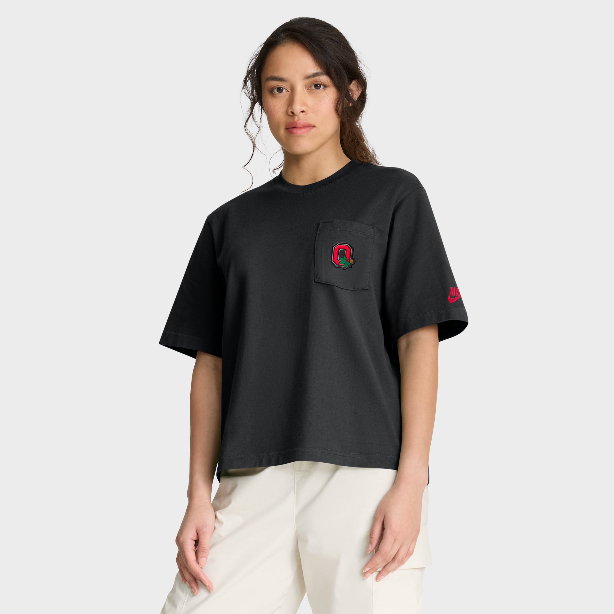 Women's Nike  Black Ohio State Buckeyes Legacy Pocket Boxy T-Shirt