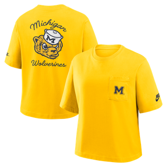 Women's Nike  Maize Michigan Wolverines Legacy Pocket Boxy T-Shirt