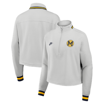 Women's Nike Gray Michigan Wolverines Legacy Heritage Dri-FIT Half-Zip Sweatshirt