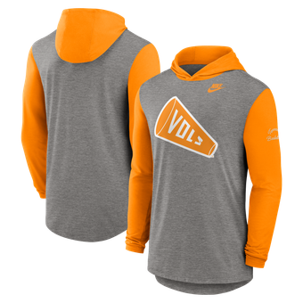 Men's Nike Heather Gray/Tennessee Orange Tennessee Volunteers Campus Legacy Tri-Blend Long Sleeve Hooded T-Shirt