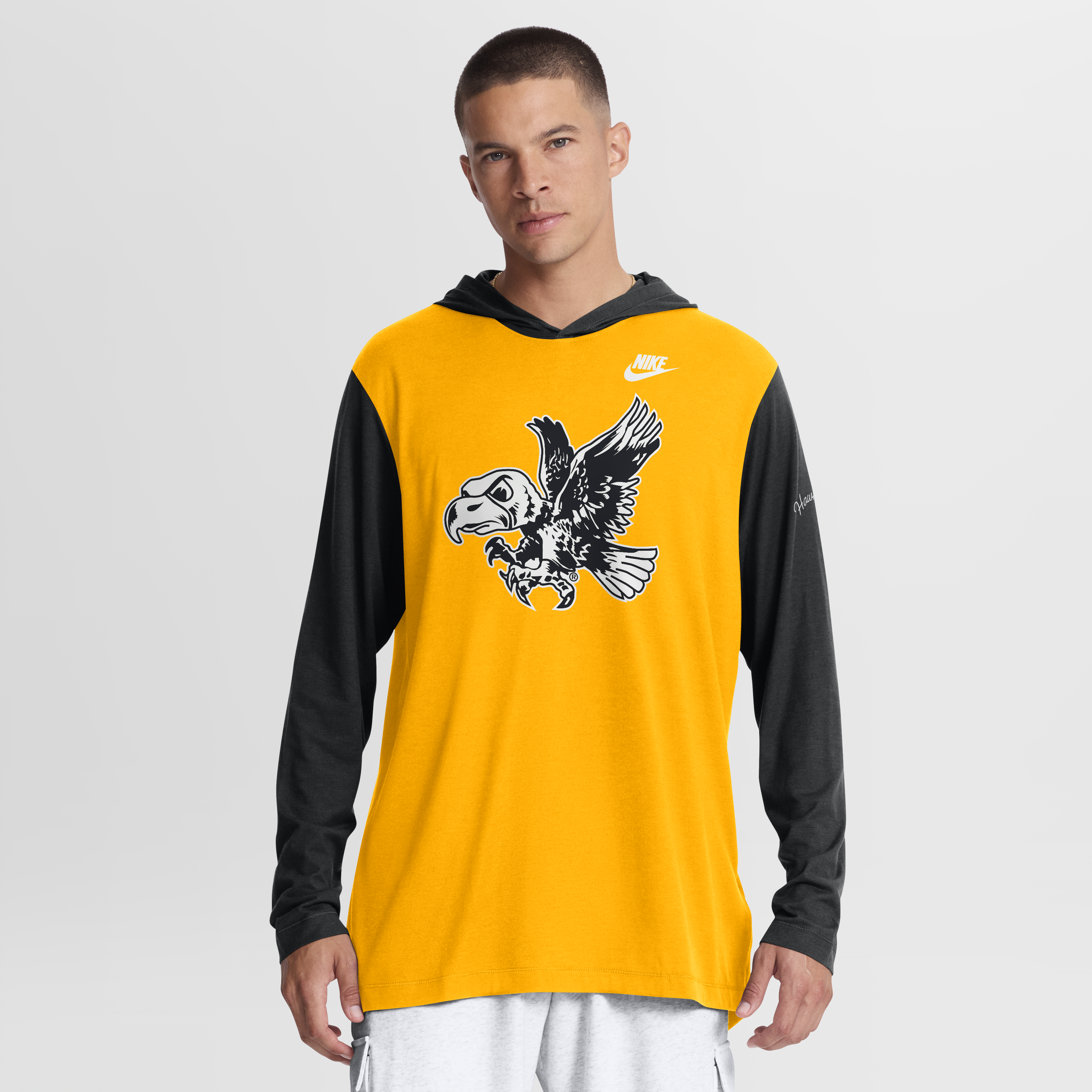 Men’s Nike Gold/Black Iowa Hawkeyes Campus Legacy Tri-Blend Long Sleeve Hooded T-Shirt Men’s Nike Gold/Black Iowa Hawkeyes Campus Legacy Tri-Blend Long Sleeve Hooded T-Shirt