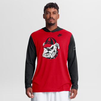 Men's Nike Red/Black Georgia Bulldogs Campus Legacy Tri-Blend Long Sleeve Hooded T-Shirt