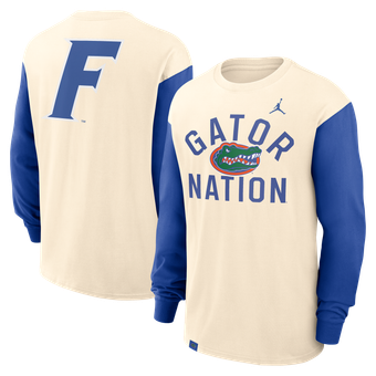 Men's Jordan Brand Natural/Royal Florida Gators Primetime Mantra Max90 Long Sleeve T-Shirt