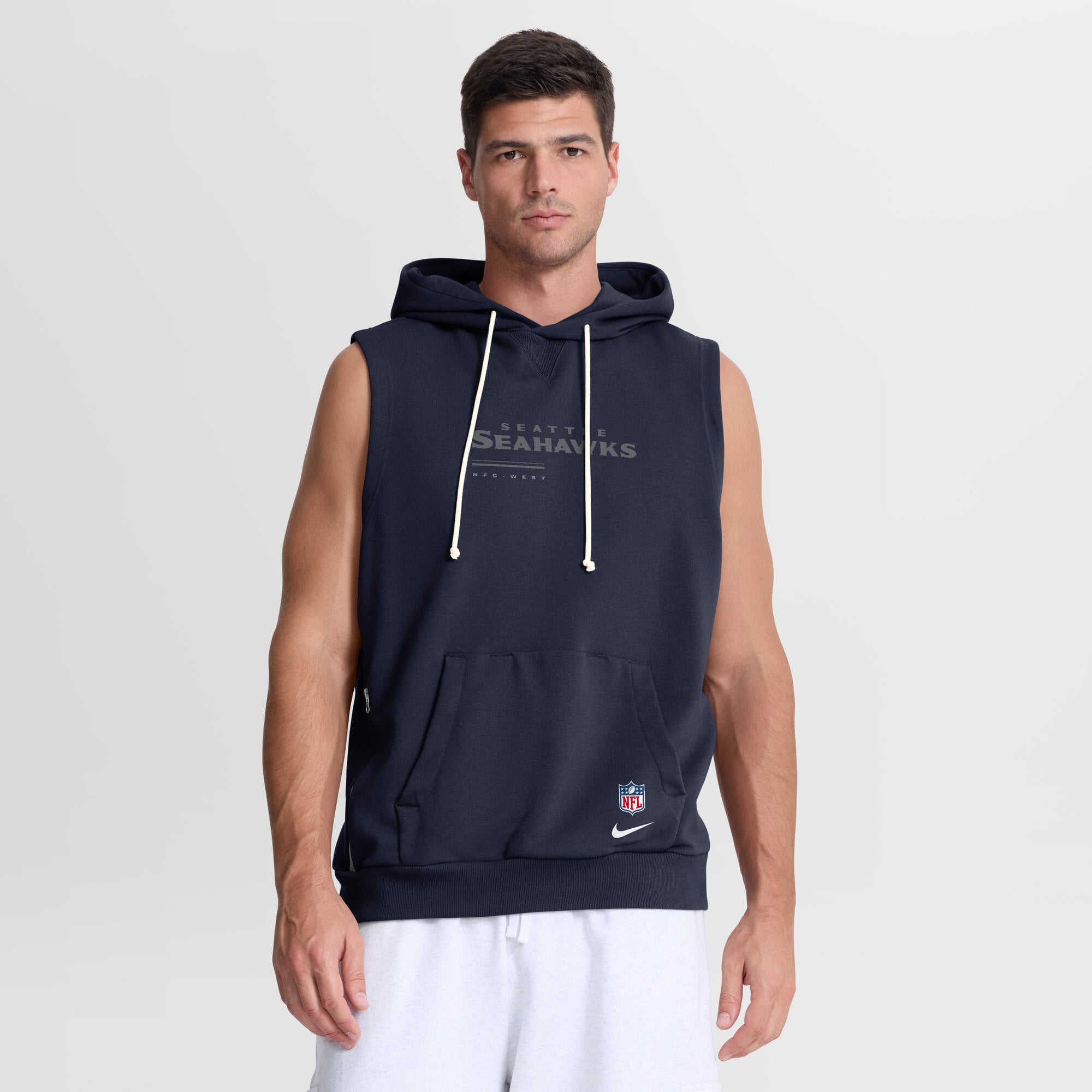 Men's Nike College Navy Seattle Seahawks Sideline Standard Issue Dri-FIT Sleeveless Hoodie