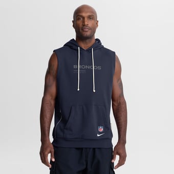 Men's Nike Navy Denver Broncos Sideline Standard Issue Dri-FIT Sleeveless Hoodie