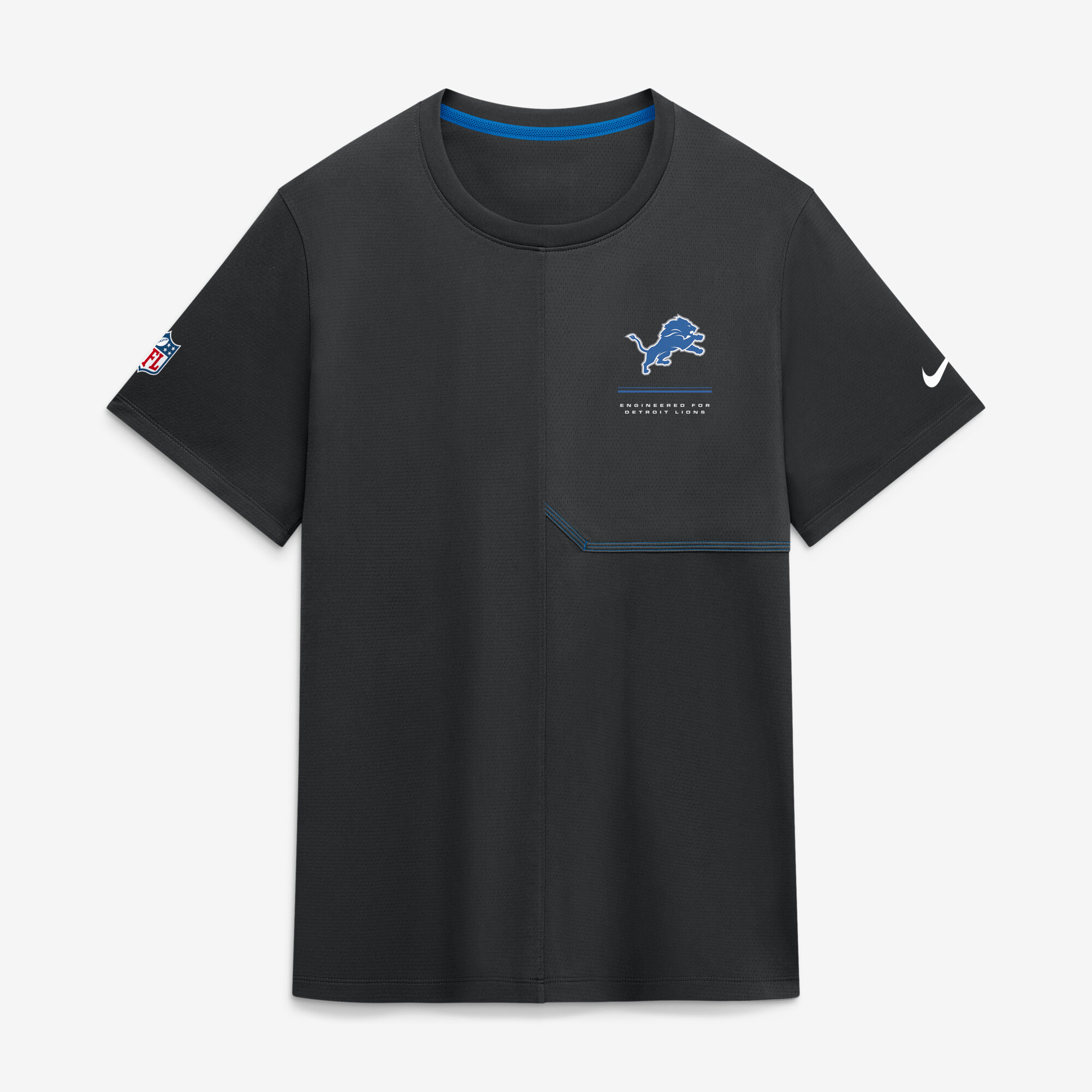 Men's Nike  Black Detroit Lions Sideline UV Dri-FIT Coaches Shirt