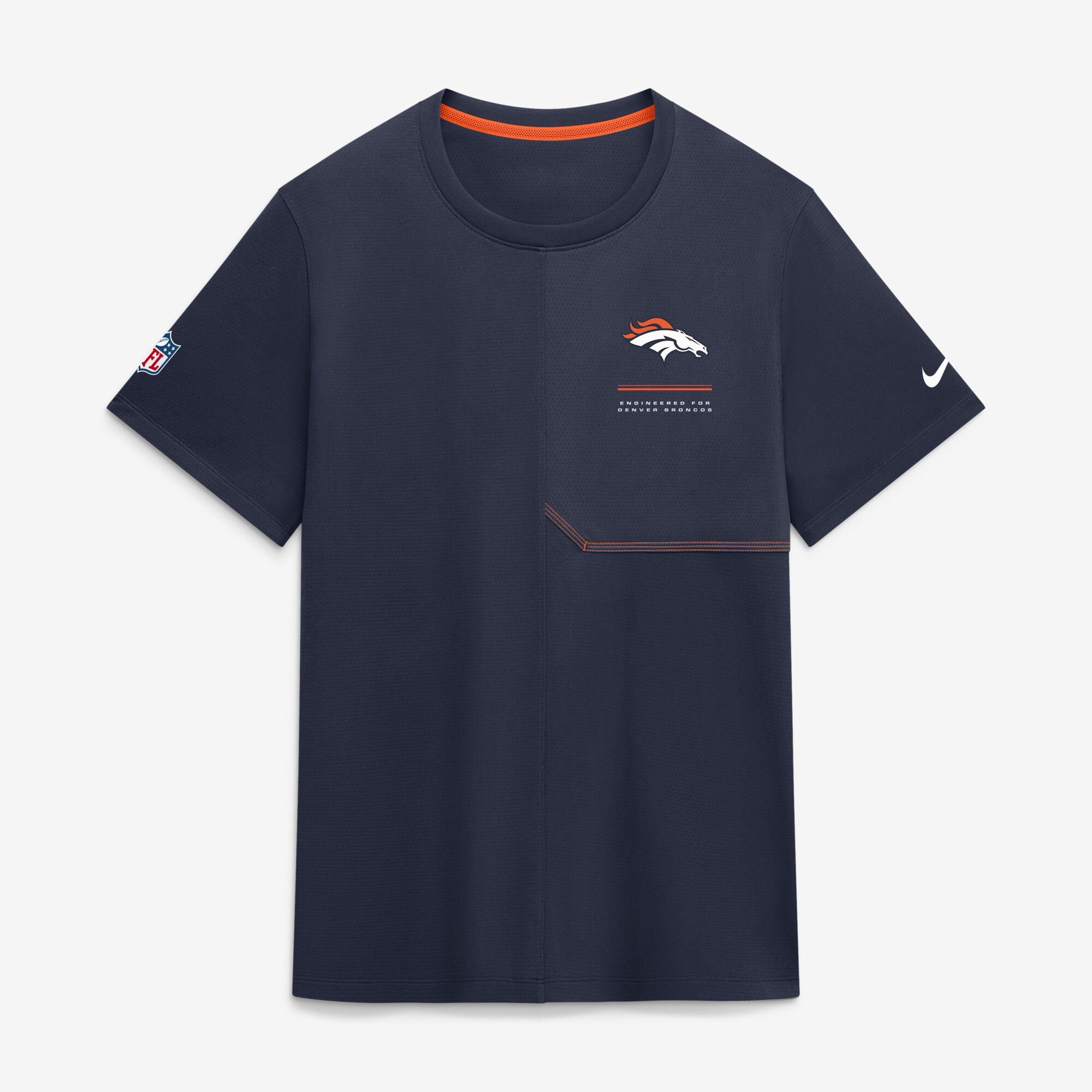 Men's Nike  Navy Denver Broncos Sideline UV Dri-FIT Coaches Shirt