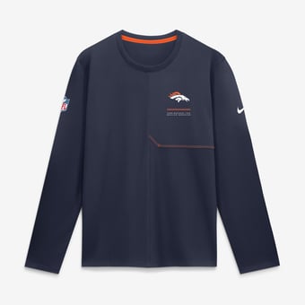 Men's Nike  Navy Denver Broncos Sideline Coaches UV Dri-FIT Long Sleeve Shirt