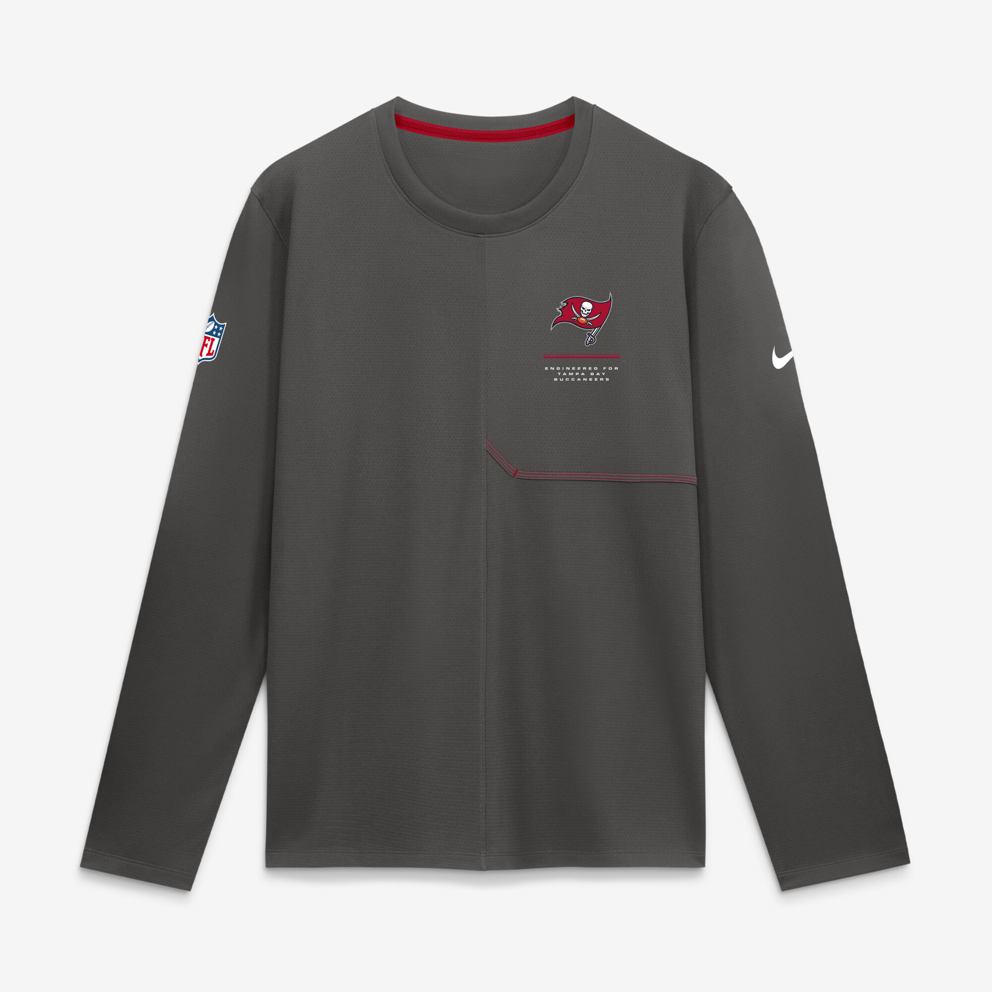Men's Nike  Pewter Tampa Bay Buccaneers Sideline Coaches UV Dri-FIT Long Sleeve Shirt