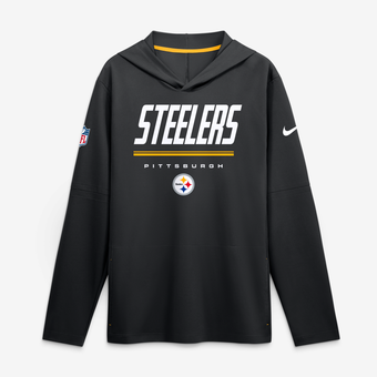 Men's Nike Black Pittsburgh Steelers Sideline Game On Lightweight Long Sleeve Hooded Dri-FIT Top
