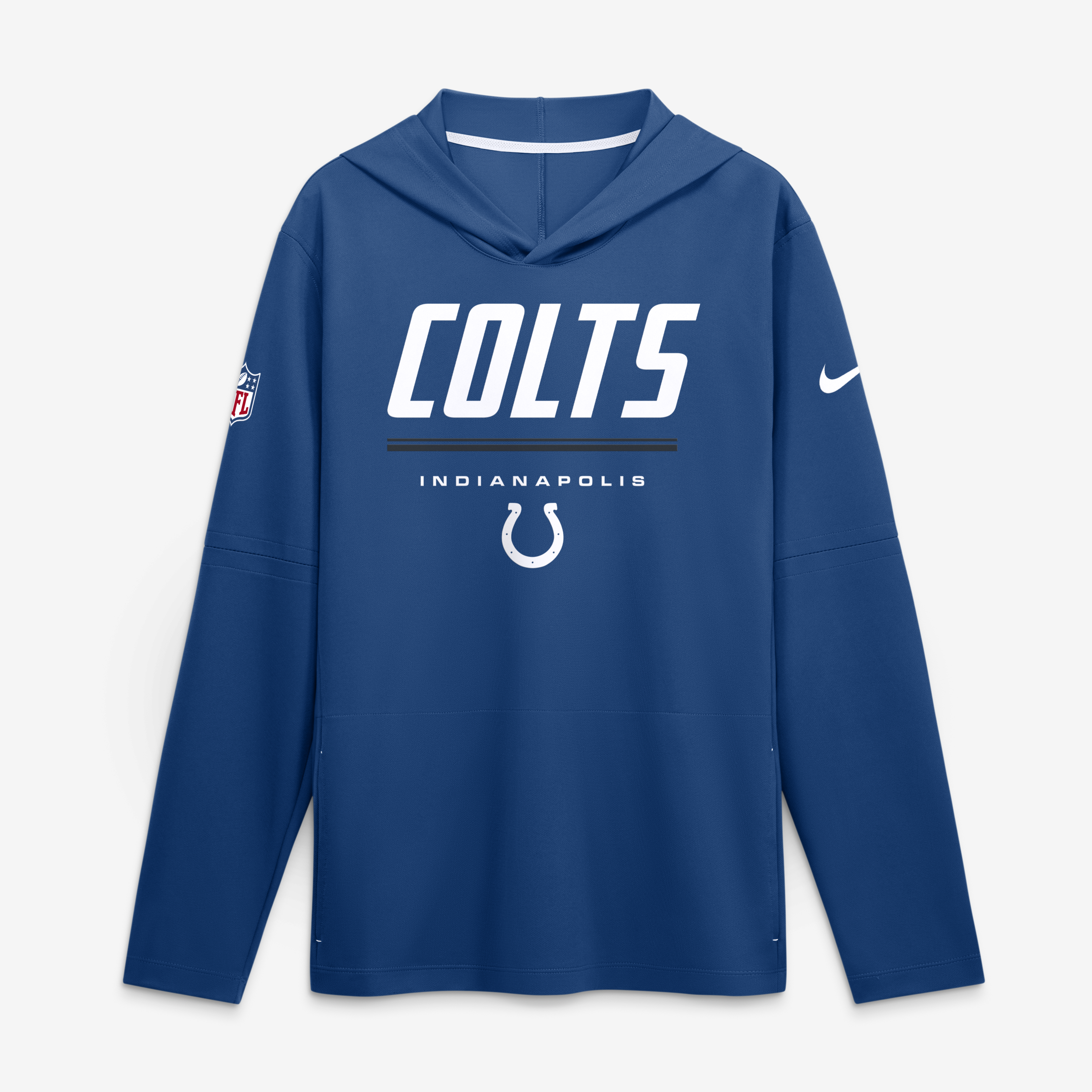 Men's Nike Royal Indianapolis Colts Sideline Game On Lightweight Long Sleeve Hooded Dri-FIT Top