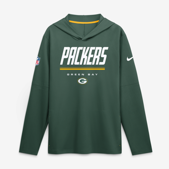 Men's Nike Green Green Bay Packers Sideline Game On Lightweight Long Sleeve Hooded Dri-FIT Top