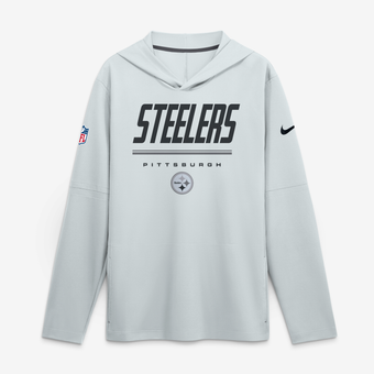 Men's Nike Platinum Pittsburgh Steelers Sideline Game On Lightweight Long Sleeve Hooded Dri-FIT Top