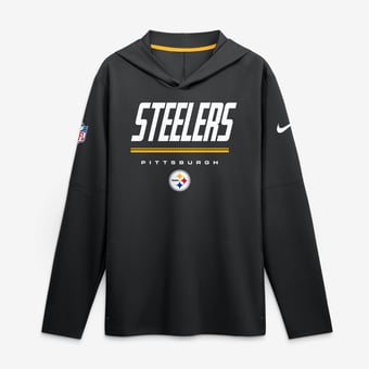 Men's Nike Black Pittsburgh Steelers Big & Tall Sideline Game On Lightweight Hooded Long Sleeve Dri-FIT Top