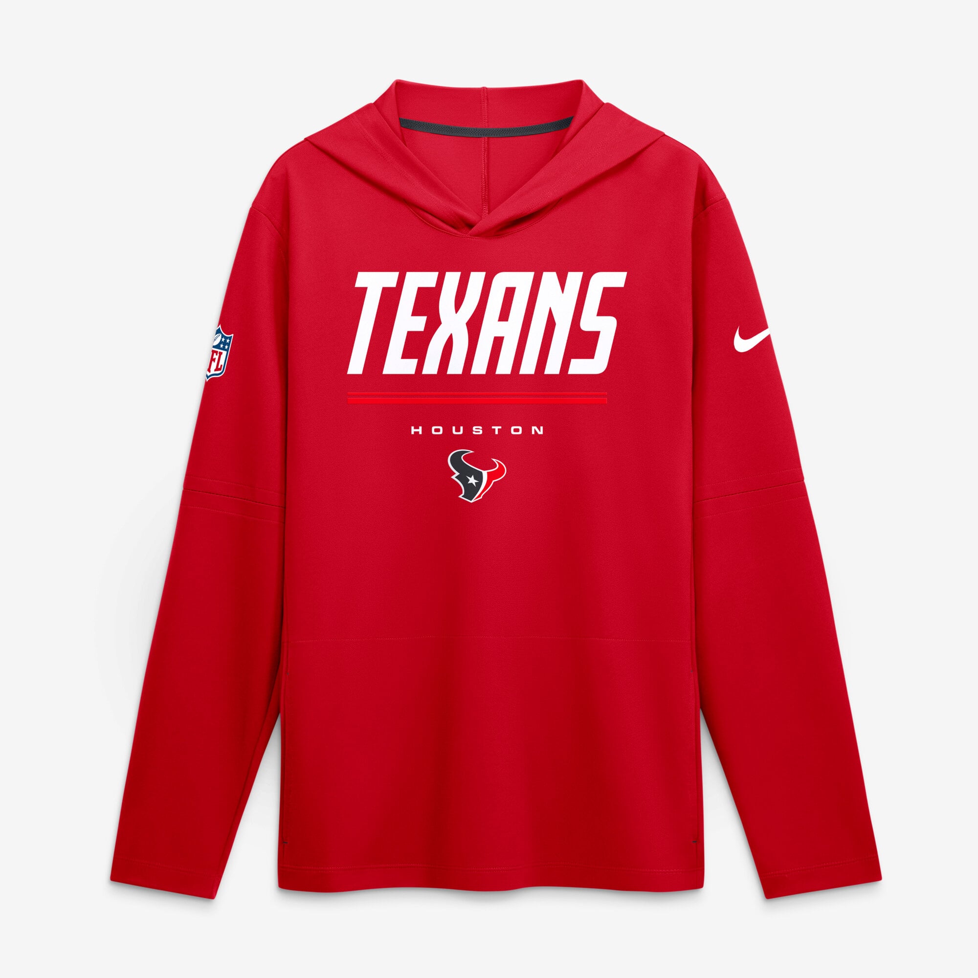 Men’s Nike Red Houston Texans Sideline Game On Lightweight Long Sleeve Hooded Dri-FIT Top Men’s Nike Red Houston Texans Sideline Game On Lightweight Long Sleeve Hooded Dri-FIT Top