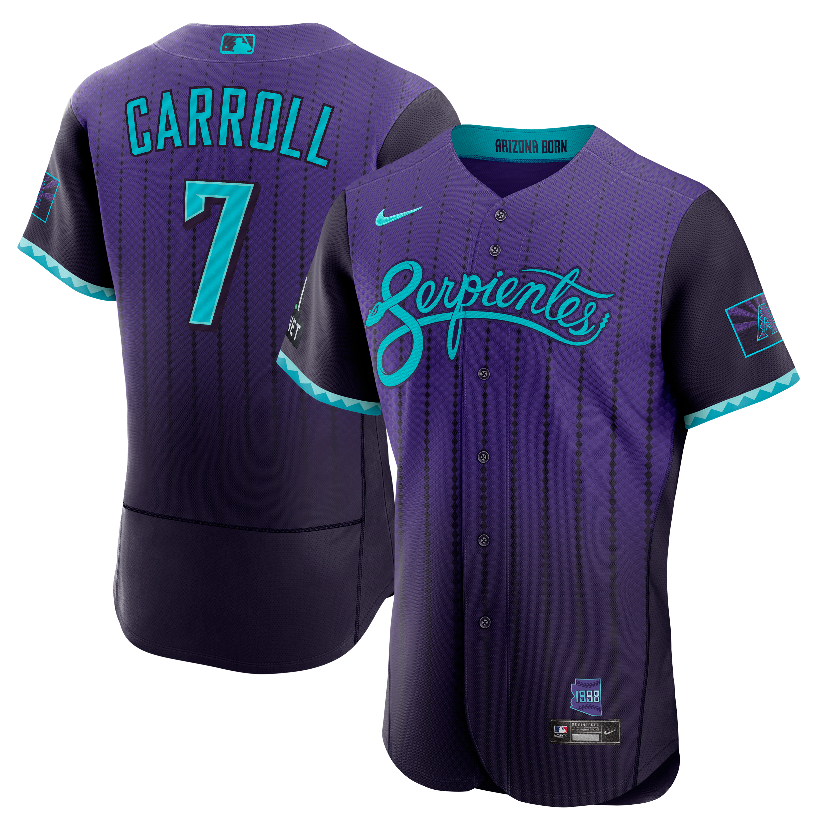 Men's Nike Purple Corbin Carroll Arizona Diamondbacks City Connect Authentic Sponsor Patch Jersey