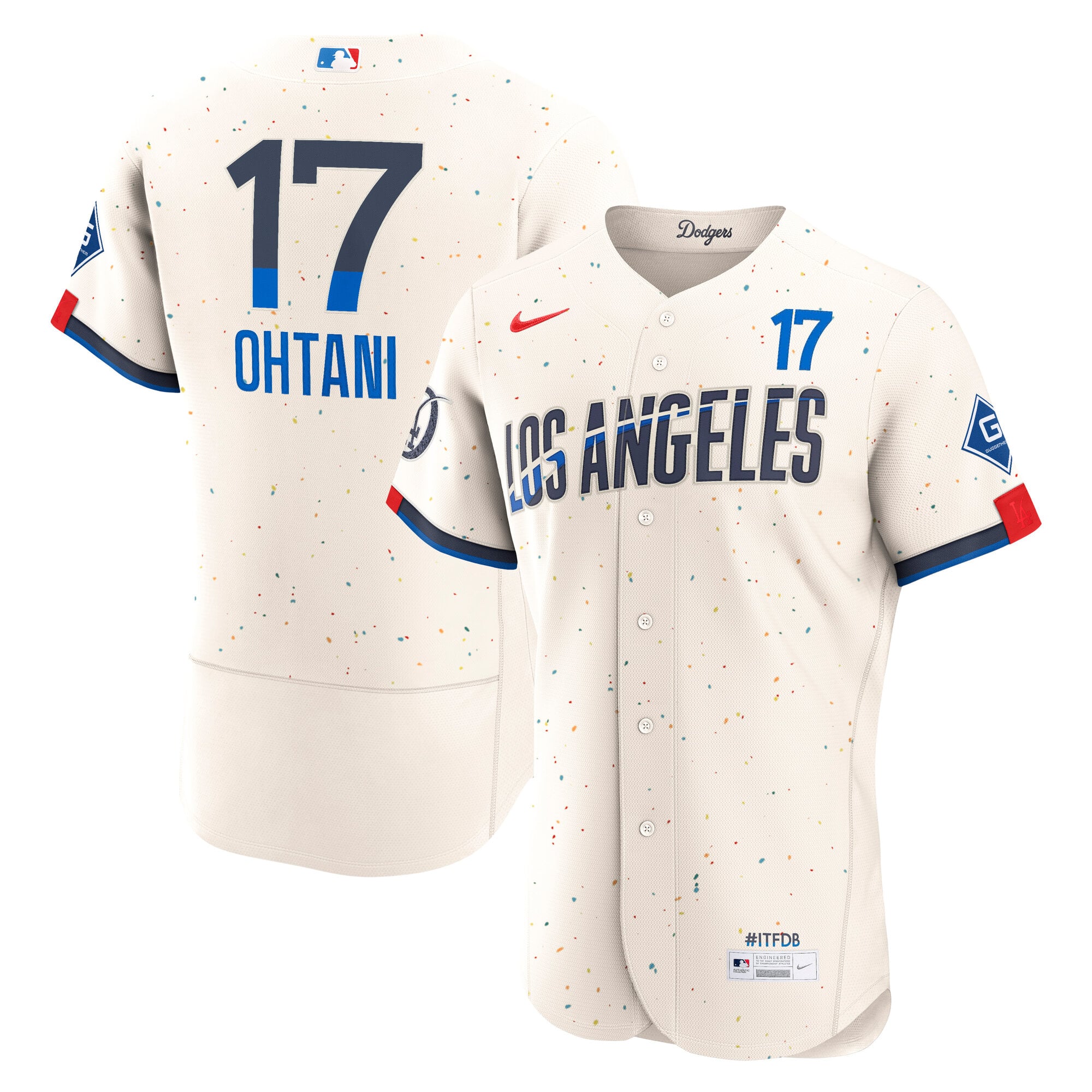 Men's Nike Cream Shohei Ohtani Los Angeles Dodgers City Connect Authentic Sponsor Patch Jersey