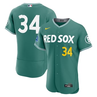 Men's Nike David Ortiz Green Boston Red Sox City Connect Authentic Carry-Over Jersey with Sponsor Patch
