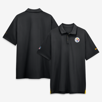 Men's Nike Black Pittsburgh Steelers Sideline Powerful Blocking Dri-FIT Tour Polo