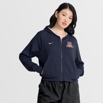 Women's Nike Navy Arizona Wildcats Mantra Cropped Full-Zip Hoodie