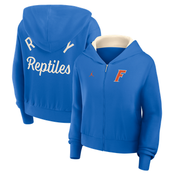 Women's Jordan Brand Royal Florida Gators Mantra Cropped Full-Zip Hoodie
