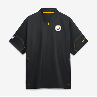 Men's Nike Black Pittsburgh Steelers Sideline Short Sleeve Quarter-Zip Coaches Jacket