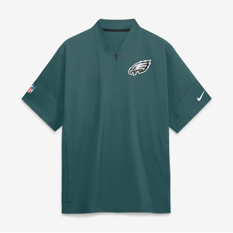 Men's Nike Midnight Green Philadelphia Eagles Sideline Short Sleeve Quarter-Zip Coaches Jacket