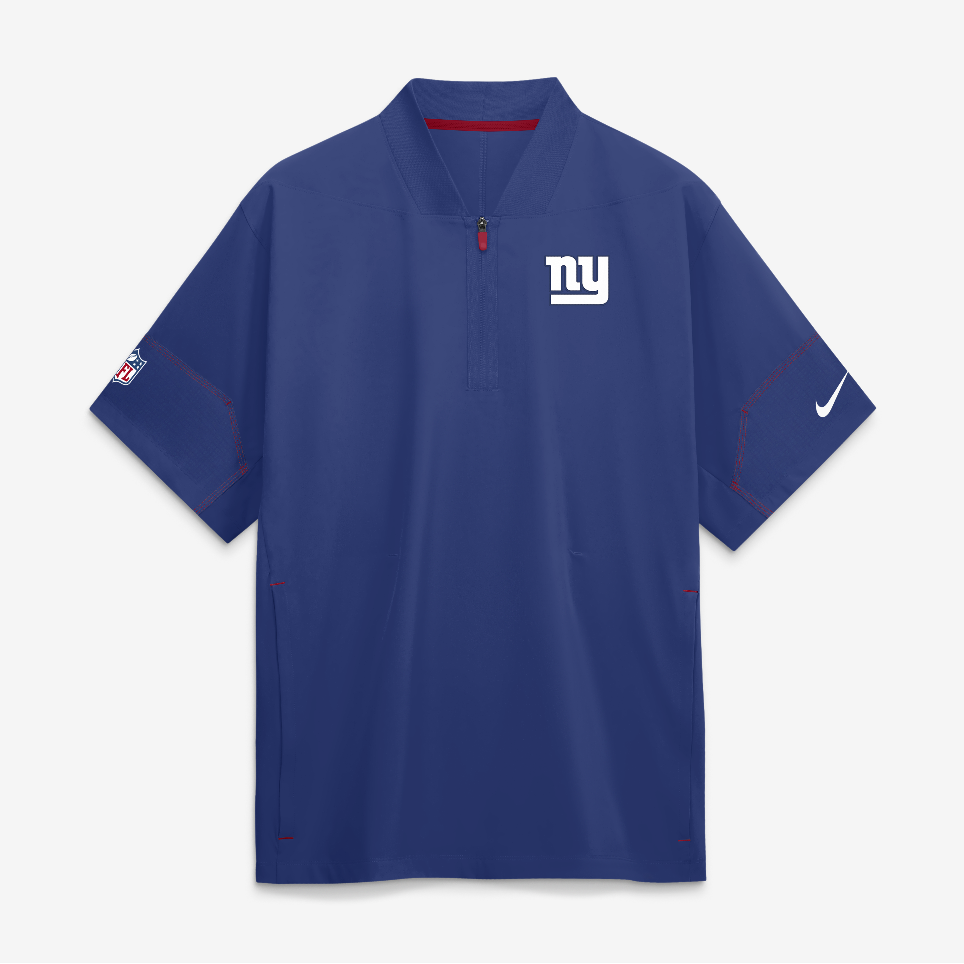 Men's Nike Royal New York Giants Sideline Short Sleeve Quarter-Zip Coaches Jacket