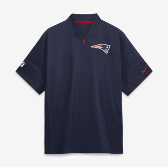Men's Nike Navy New England Patriots Sideline Short Sleeve Quarter-Zip Coaches Jacket